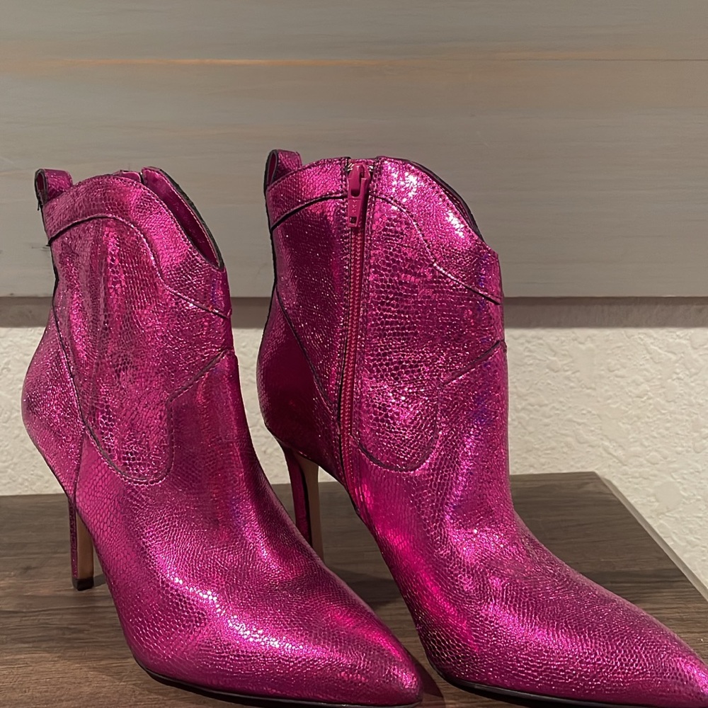 Gianni Bini Metallic Pink Ankle Boots